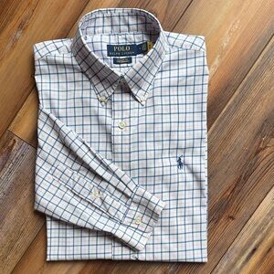Polo Ralph Lauren Classic Fit Performance Button Down Shirt M Blue pink Check